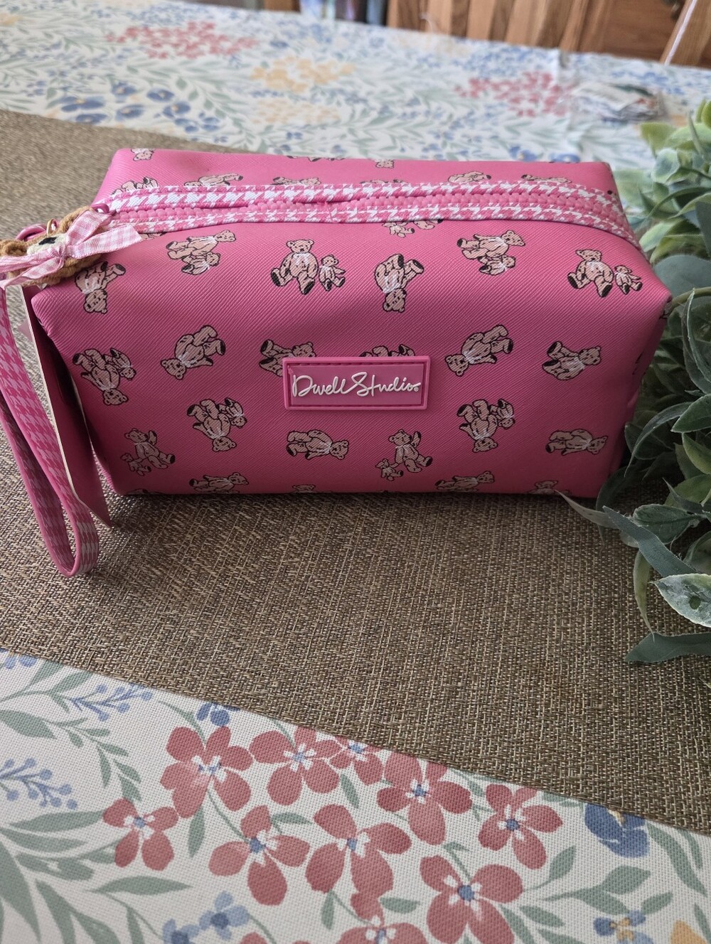Dwell Studio Pink Teddy Print Cosmetic Bag